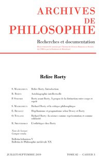 Archives de Philosophie-juil-sept 2019 Relire Rorty