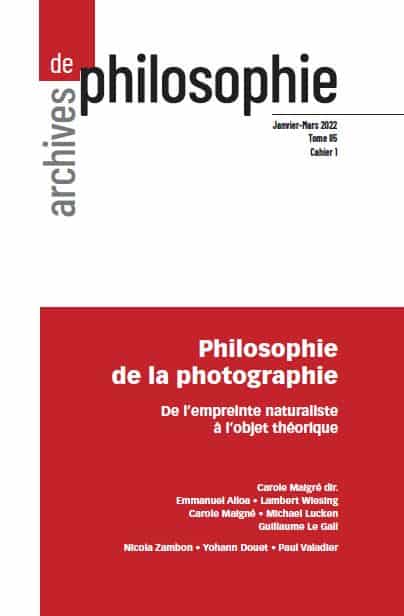 Couverture Archives de philosophie janvier - mars 2022